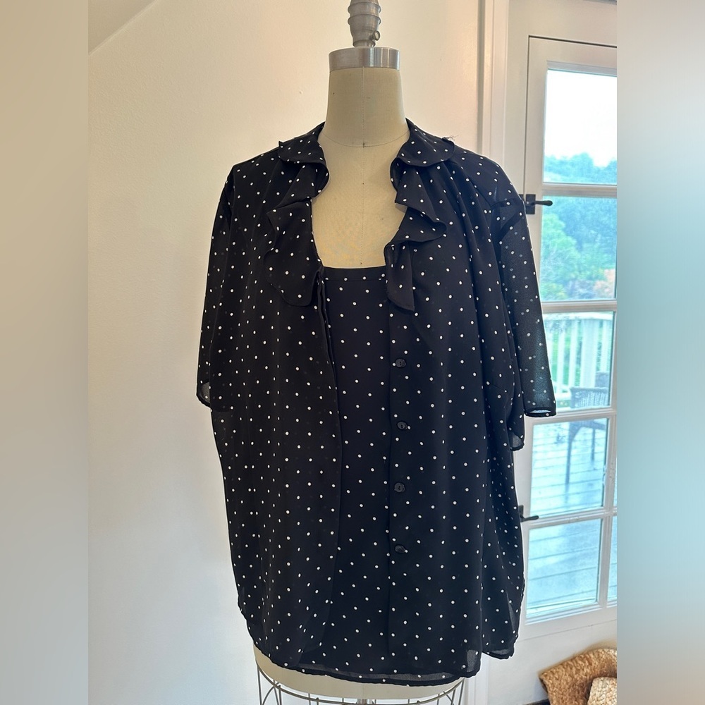 Blouse set. Cami is lined. Polka dots